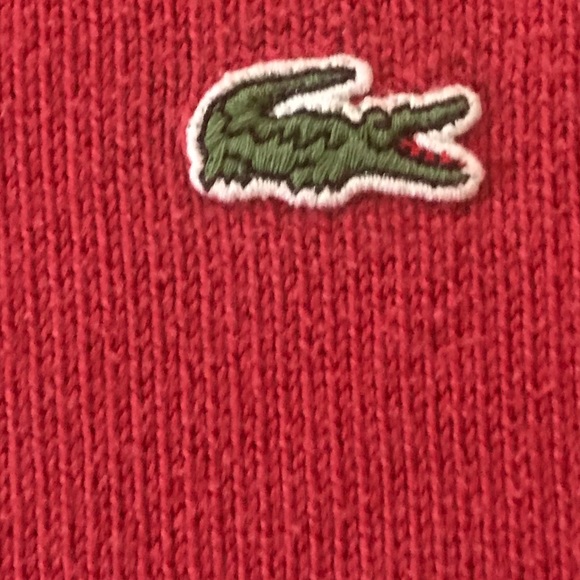 Lacoste Red V-Neck Sweater Men’s Size 5 (Medium) - Picture 6 of 7